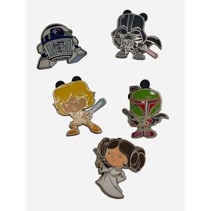Lot of 5 Disney Star Wars Cuties Collector Pins—Luke, Leigha, Darth Vadar, R2D2,